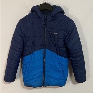 Eddie Bauer Kids Two-Tone Blue Reversible Puffer Jacket Size 10/12